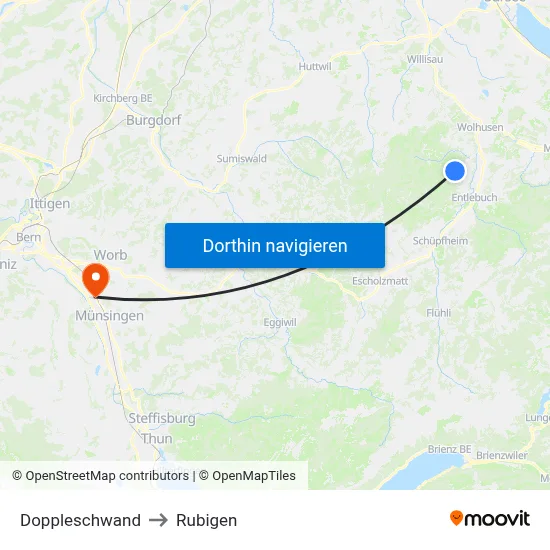 Doppleschwand to Rubigen map