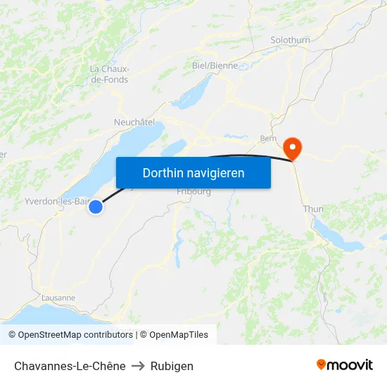 Chavannes-Le-Chêne to Rubigen map