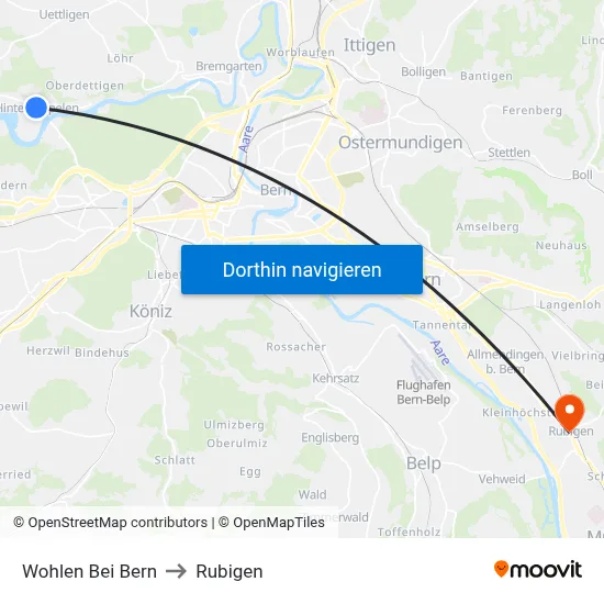 Wohlen Bei Bern to Rubigen map