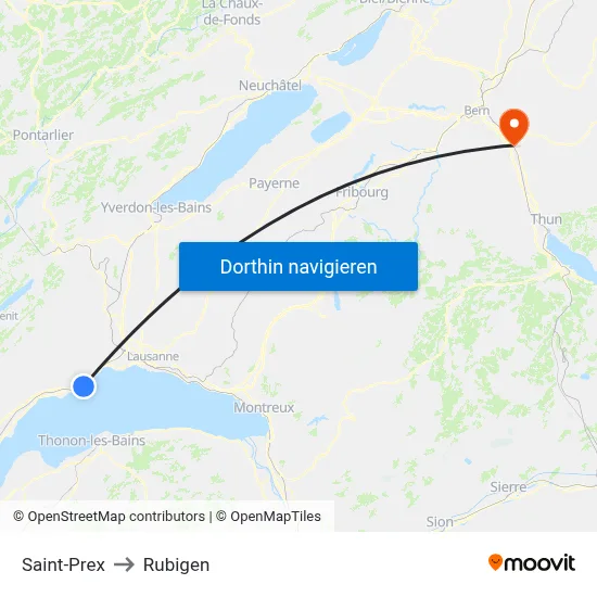 Saint-Prex to Rubigen map