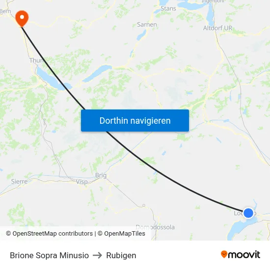 Brione Sopra Minusio to Rubigen map
