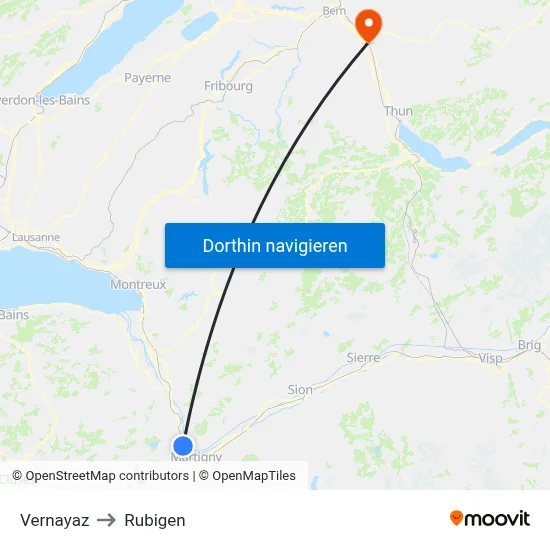 Vernayaz to Rubigen map