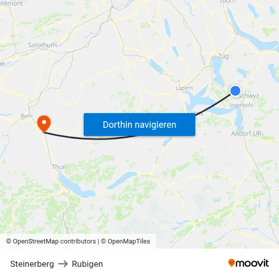 Steinerberg to Rubigen map
