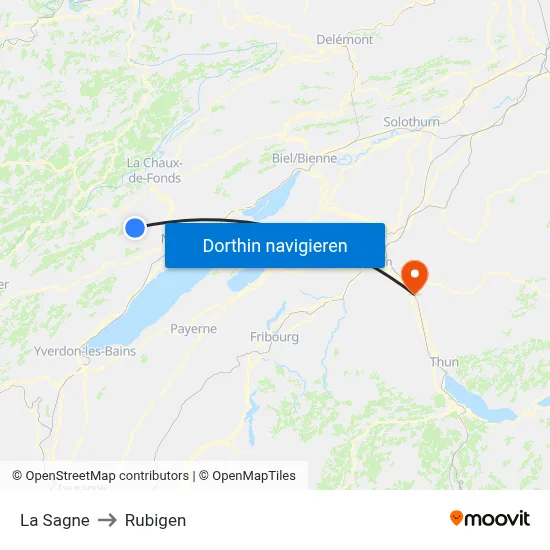 La Sagne to Rubigen map