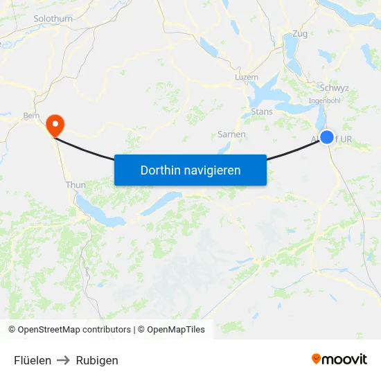 Flüelen to Rubigen map