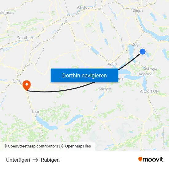 Unterägeri to Rubigen map