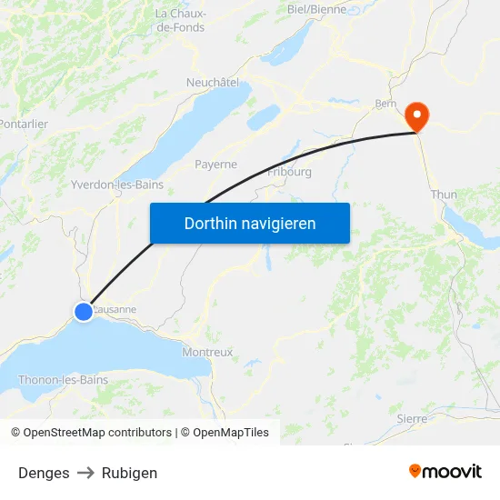 Denges to Rubigen map