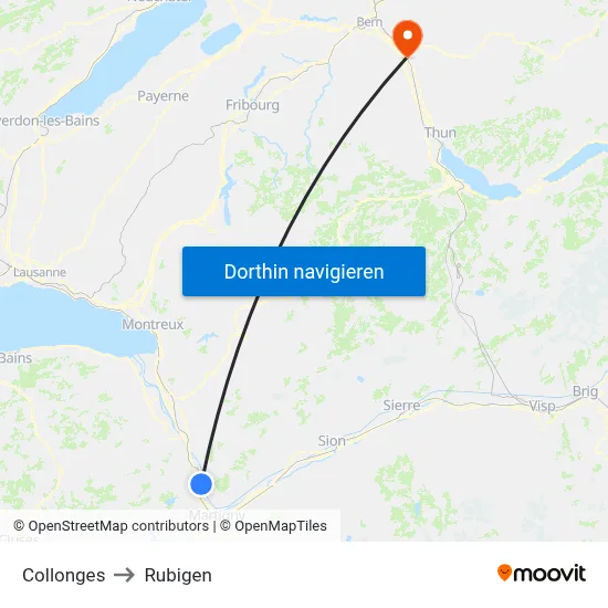 Collonges to Rubigen map