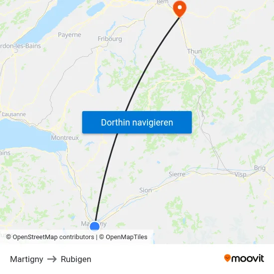 Martigny to Rubigen map