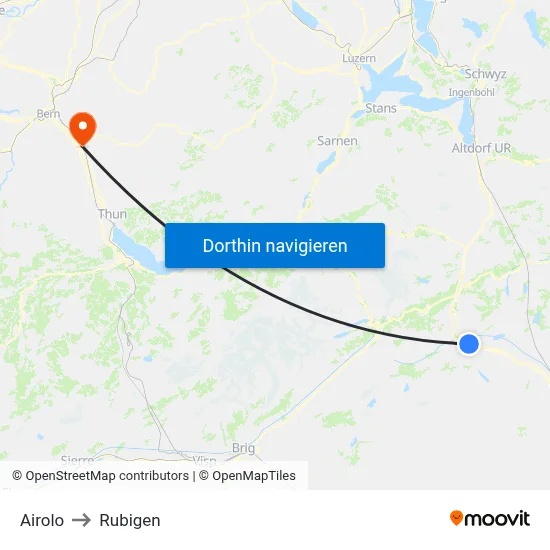 Airolo to Rubigen map