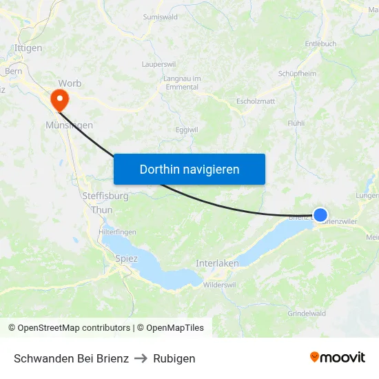 Schwanden Bei Brienz to Rubigen map
