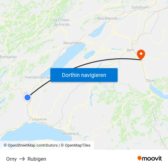 Orny to Rubigen map