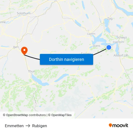 Emmetten to Rubigen map