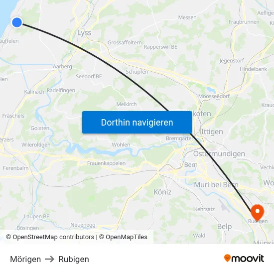 Mörigen to Rubigen map