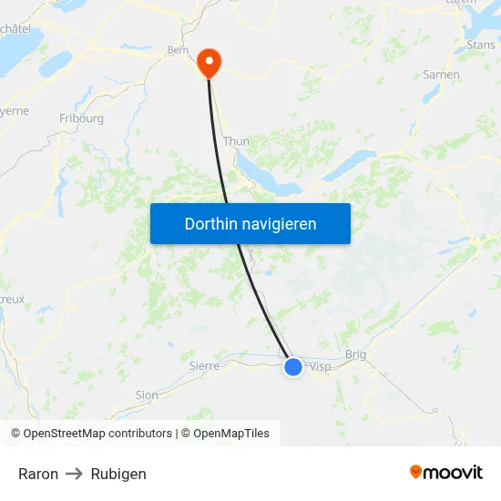 Raron to Rubigen map
