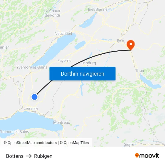 Bottens to Rubigen map