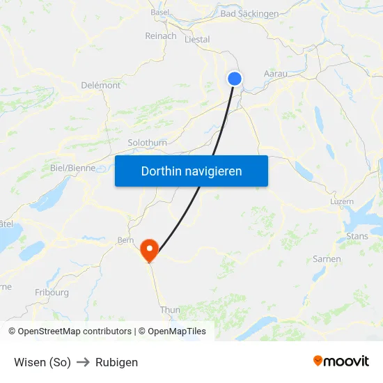 Wisen (So) to Rubigen map
