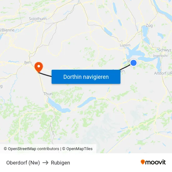 Oberdorf (Nw) to Rubigen map