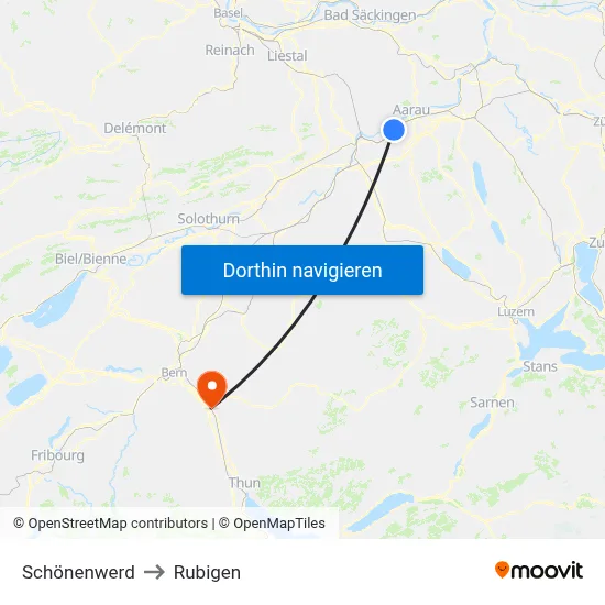 Schönenwerd to Rubigen map