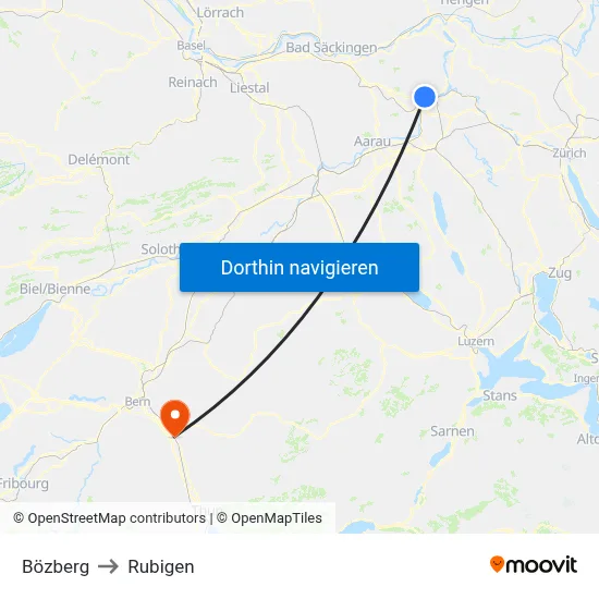 Bözberg to Rubigen map