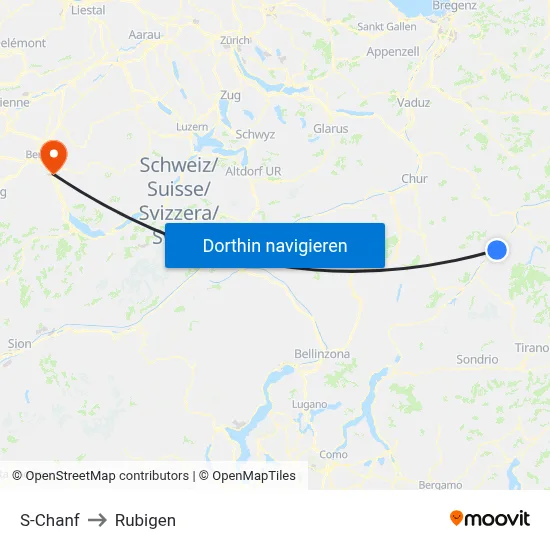 S-Chanf to Rubigen map