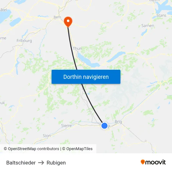 Baltschieder to Rubigen map