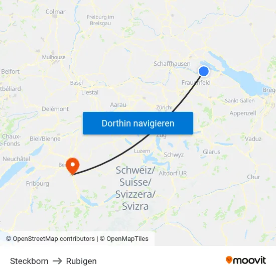 Steckborn to Rubigen map