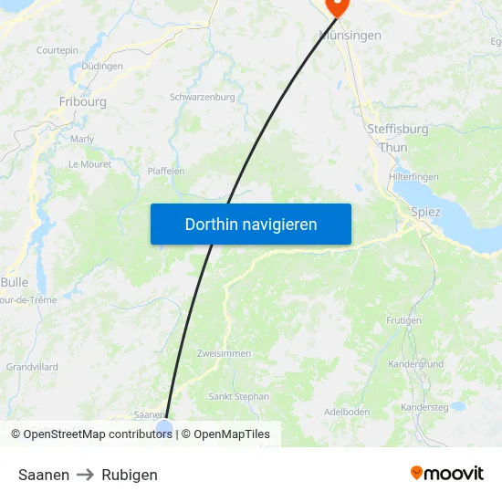 Saanen to Rubigen map