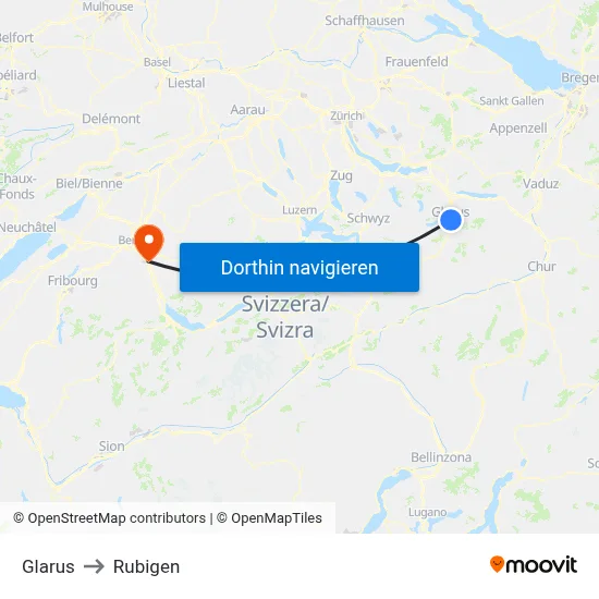 Glarus to Rubigen map