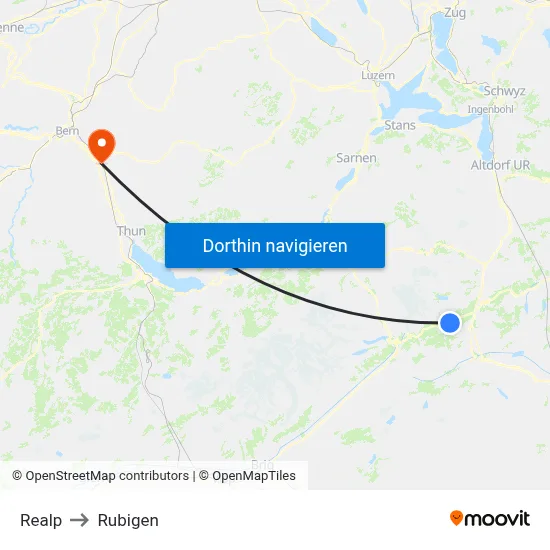 Realp to Rubigen map