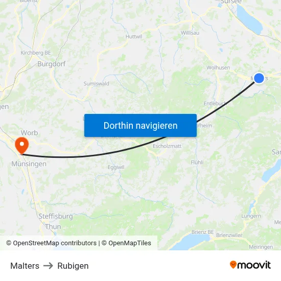 Malters to Rubigen map