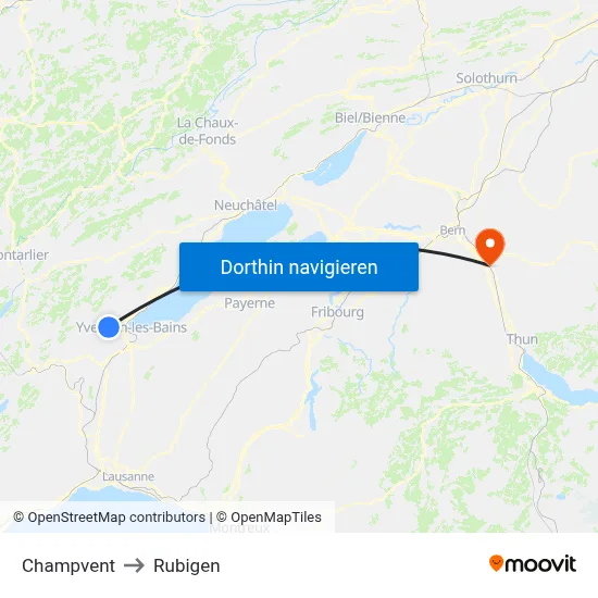 Champvent to Rubigen map