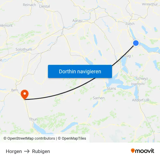 Horgen to Rubigen map
