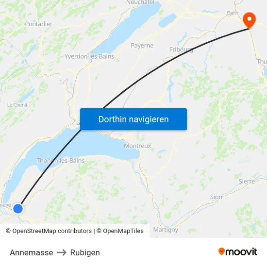 Annemasse to Rubigen map