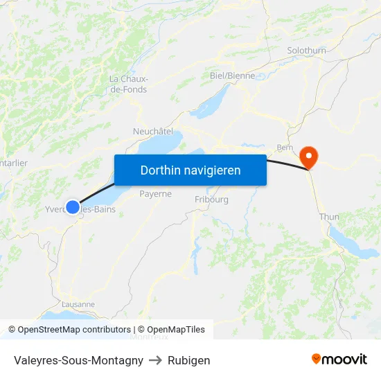 Valeyres-Sous-Montagny to Rubigen map