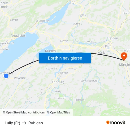 Lully (Fr) to Rubigen map
