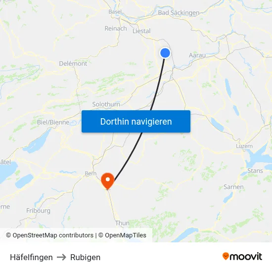 Häfelfingen to Rubigen map