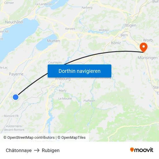 Châtonnaye to Rubigen map