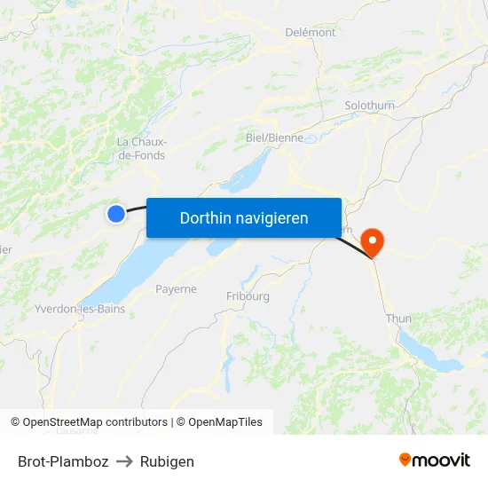 Brot-Plamboz to Rubigen map