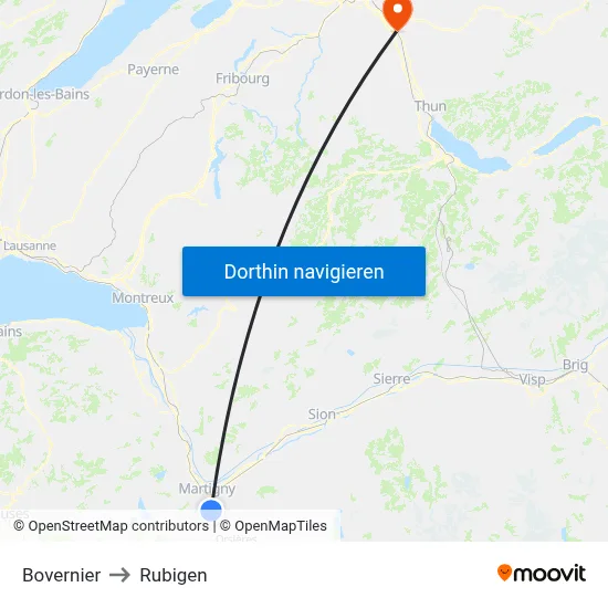 Bovernier to Rubigen map