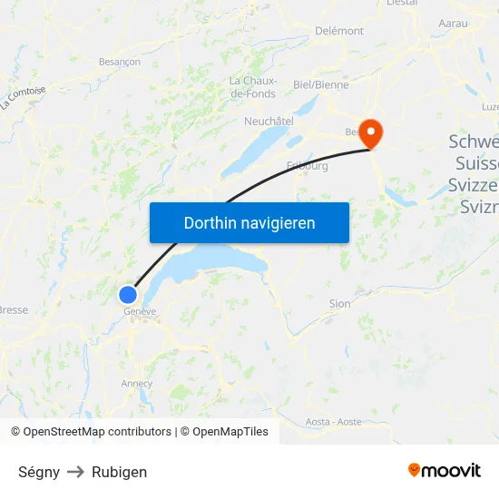 Ségny to Rubigen map