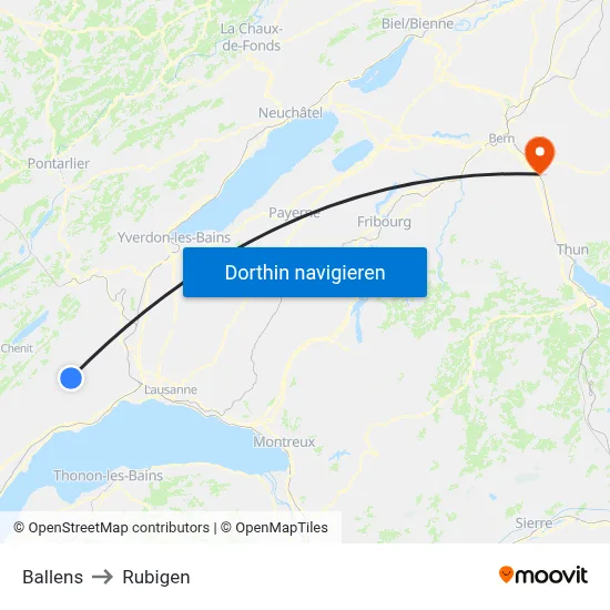 Ballens to Rubigen map