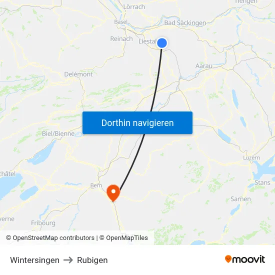 Wintersingen to Rubigen map