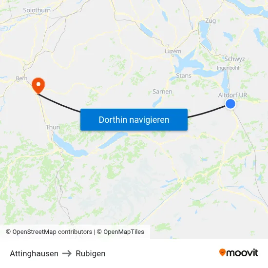 Attinghausen to Rubigen map