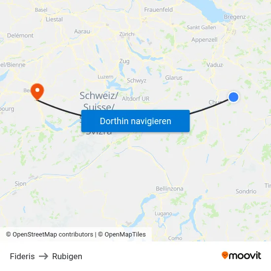 Fideris to Rubigen map