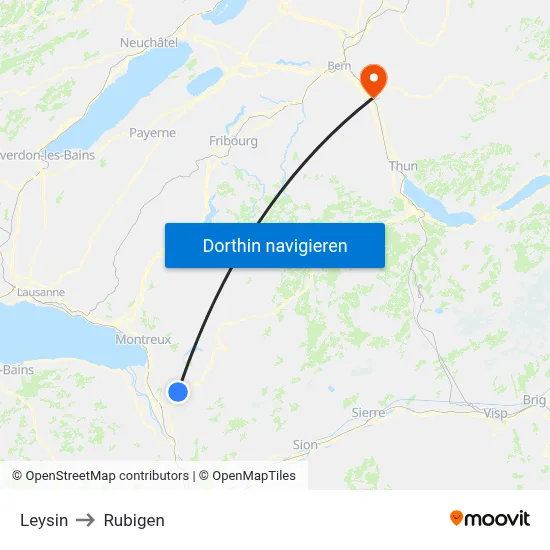 Leysin to Rubigen map
