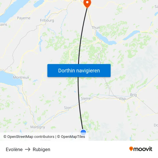 Evolène to Rubigen map