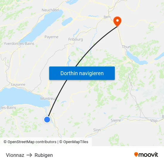 Vionnaz to Rubigen map