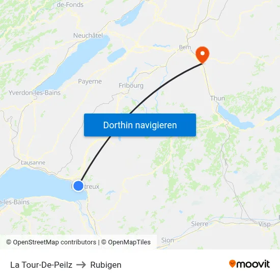 La Tour-De-Peilz to Rubigen map