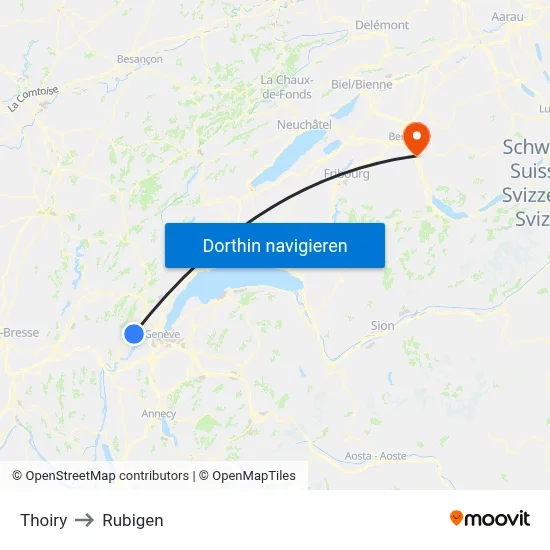 Thoiry to Rubigen map